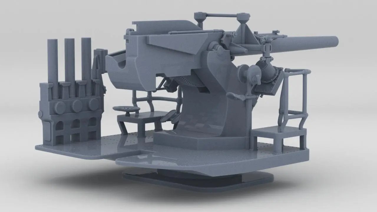 1/96 USN 5-inch 25 (12.7 cm) Deck AA Gun- distefan 3d print
