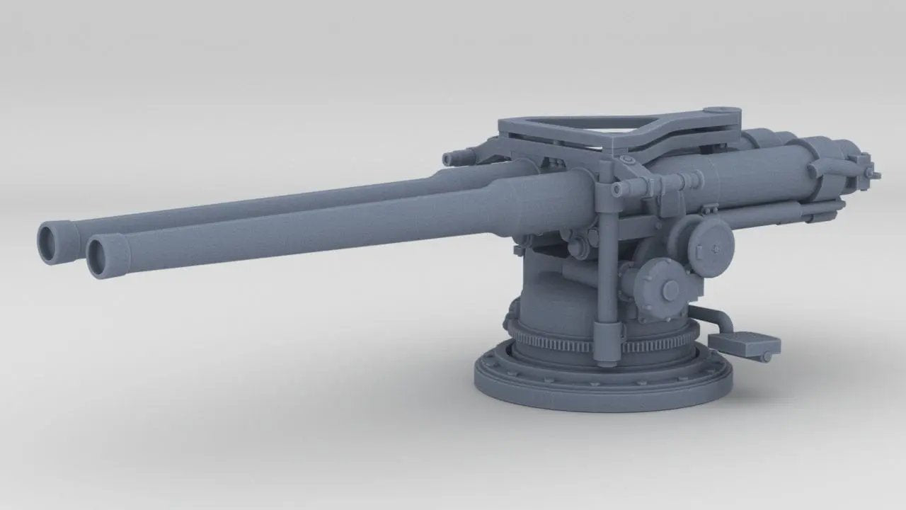 1/96 USN Twin 4"/50 (10.2 cm) Mk14 Deck Gun - distefan 3d print