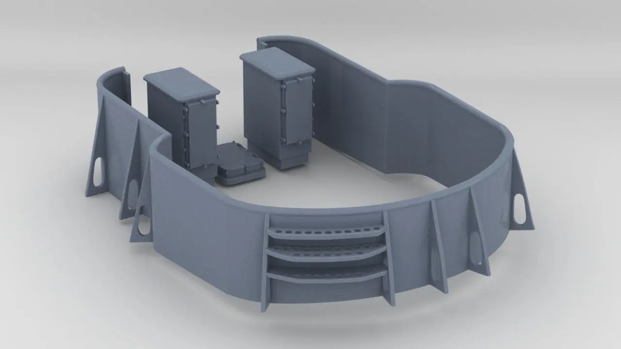 1/100 USN 3 inch 50 Gun Tub Set Resin3Dinteractive