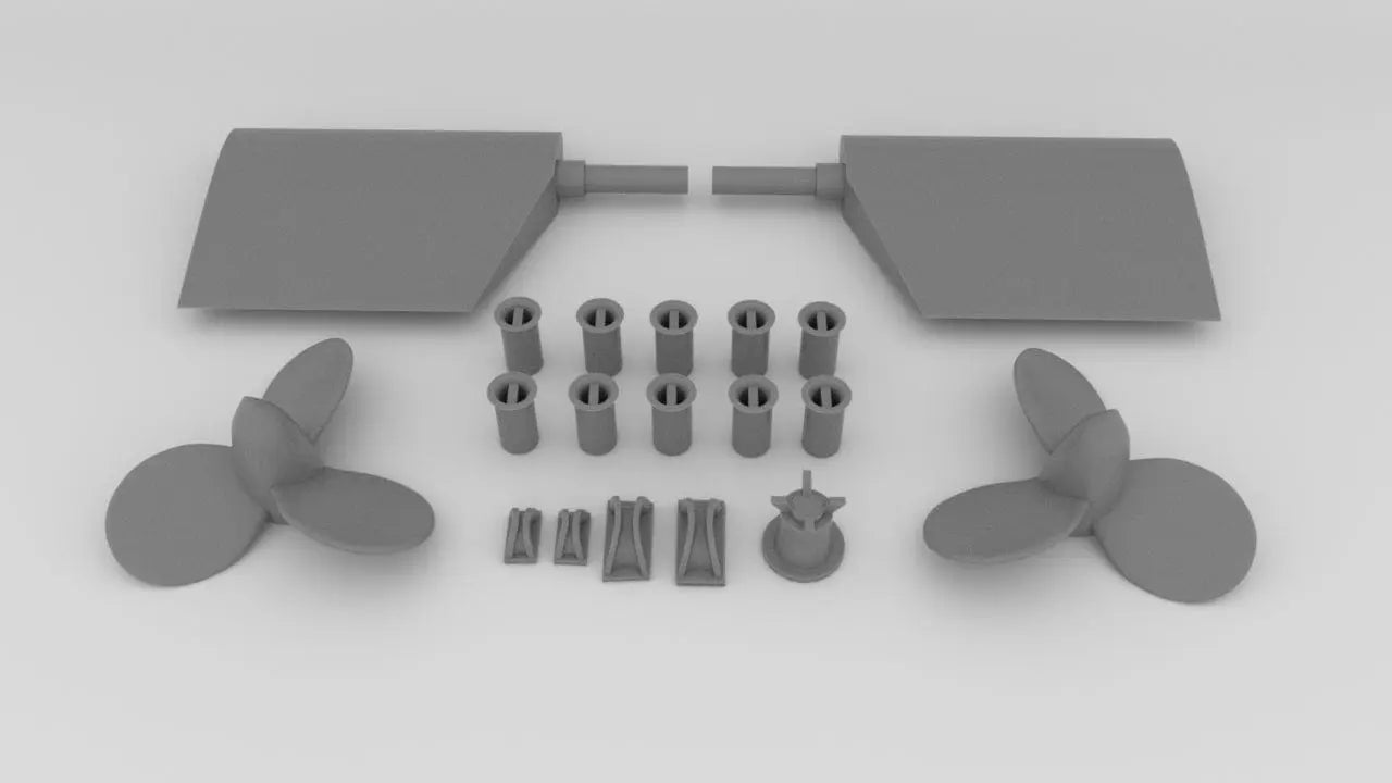 1/100 Uboot XXI Hull Fittings Set - distefan 3d print