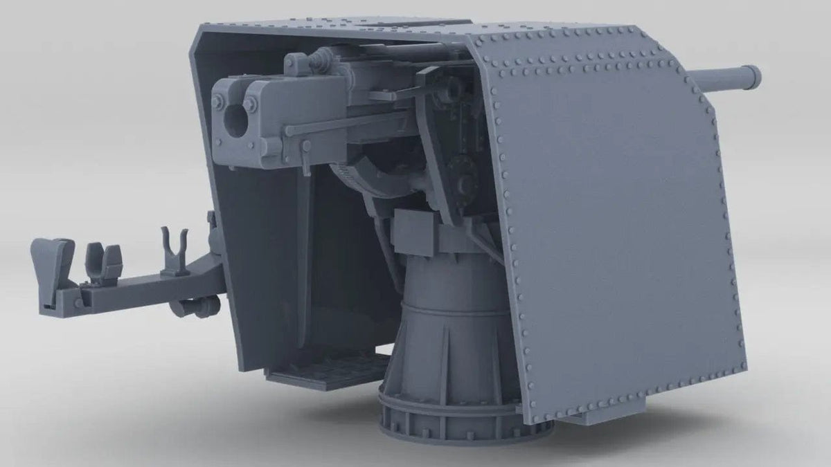 1/100 DKM 10.5 cm 45 (4.1in) MPL C/32 Gun w/ gE shield - distefan 3d print
