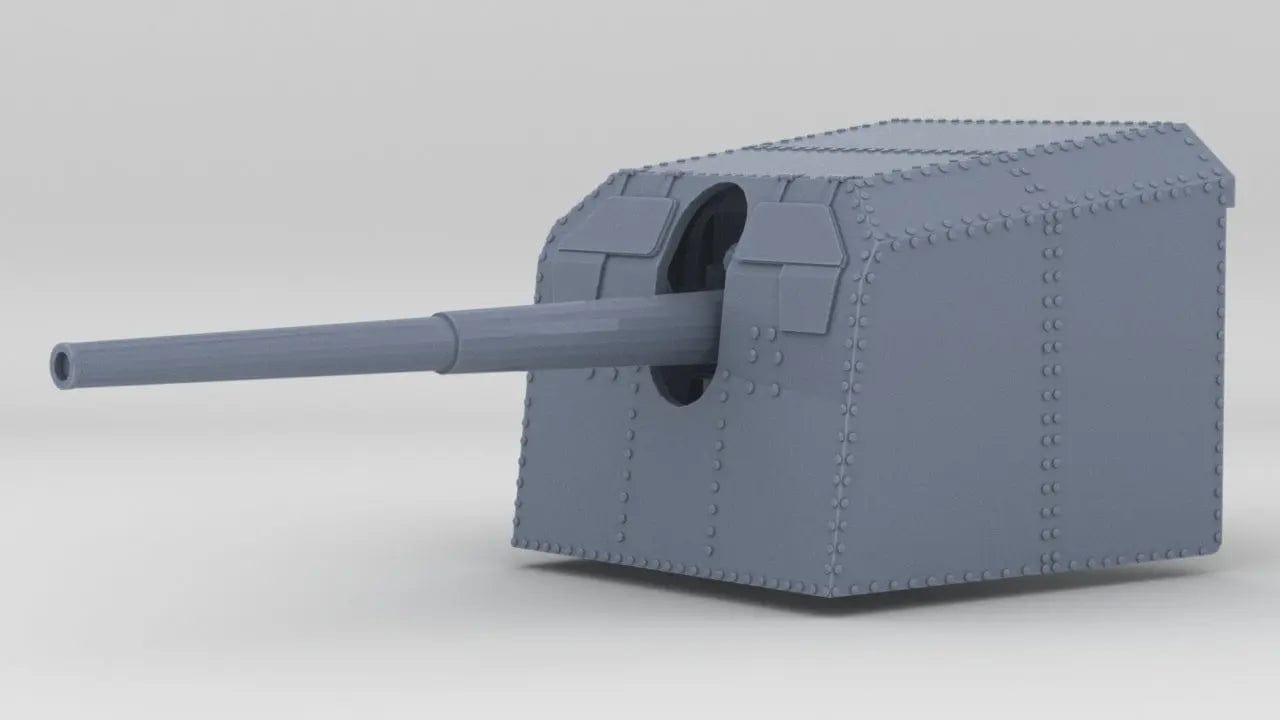 1/100 DKM 12.7cm (5in) SK C/34 Naval Gun Shielded - distefan 3d print