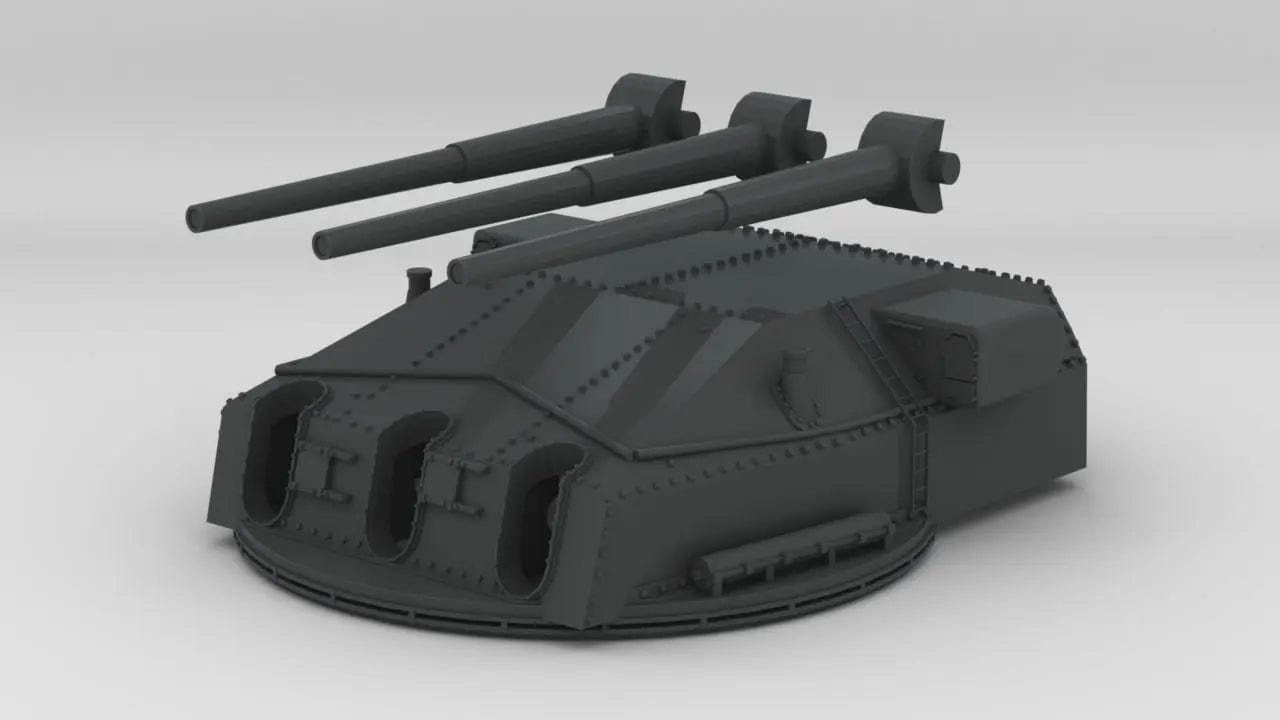 1/100 DKM Scharnhorst 28cm SK C/34 Turret A Set - distefan 3d print