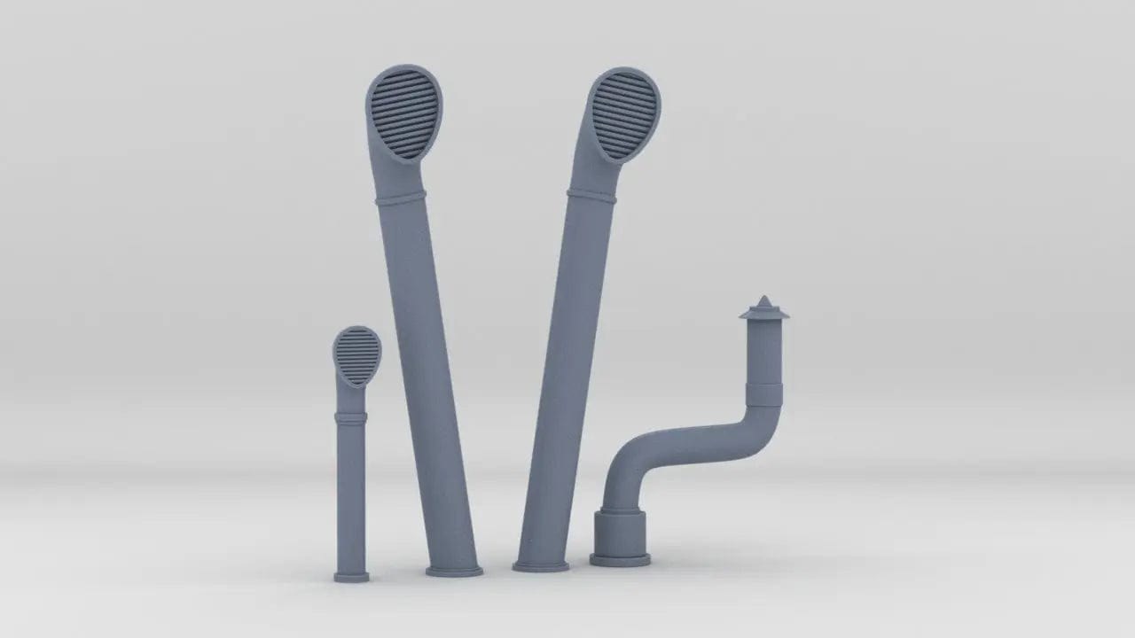 1/100 DKM Schnellboot Amidships Vent Pipes Set (4pcs) - distefan 3d print
