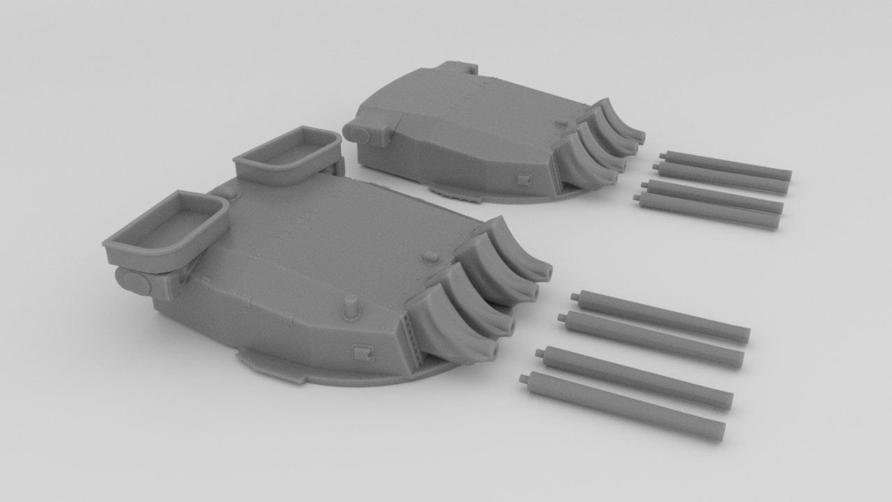 1/100 French Navy Quad 380mm/45 (14.96") Turrets Set (Richelieu 1943 w. Blast Bags) 3dspro