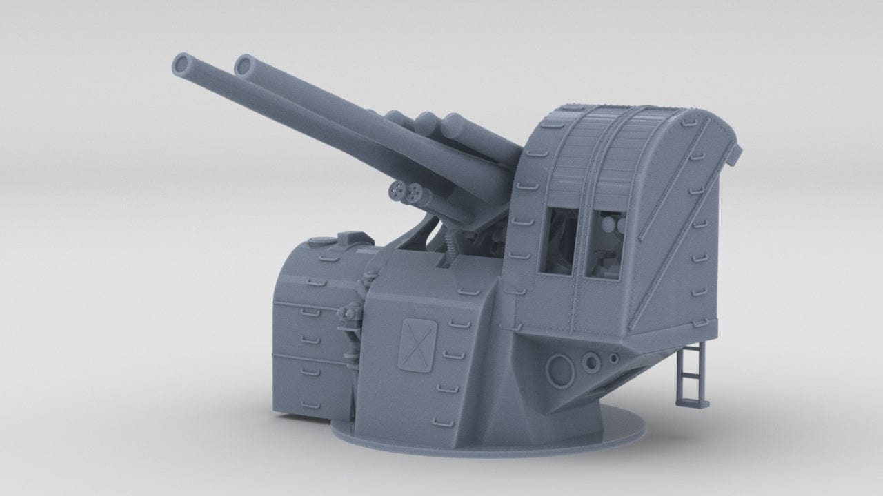 1/100 IJN 12.7 cm/40 (5") Type 89 Twin Gun - distefan 3d print