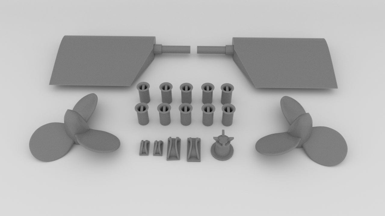 1/100 Uboot XXI Hull Fittings Set - distefan 3d print