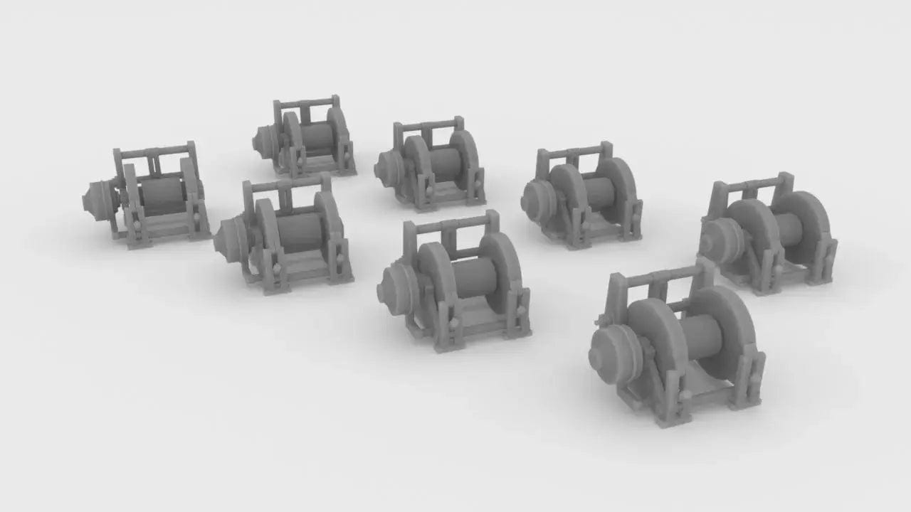 1/100 YTB Tugboat Ape Winch L-Side Set 8pcs - distefan 3d print