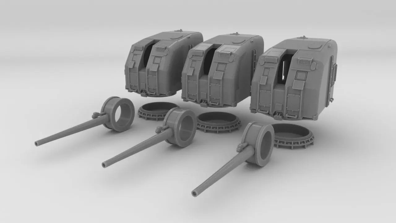 1/125 USN 5"/38 Cal. Gun Mounts Light Set (3pcs) Resin3Dinteractive