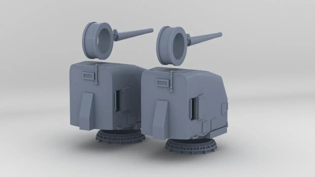 1/125 USN 5"/38 Cal. Gun Mounts Hard Set (2pcs) - distefan 3d print