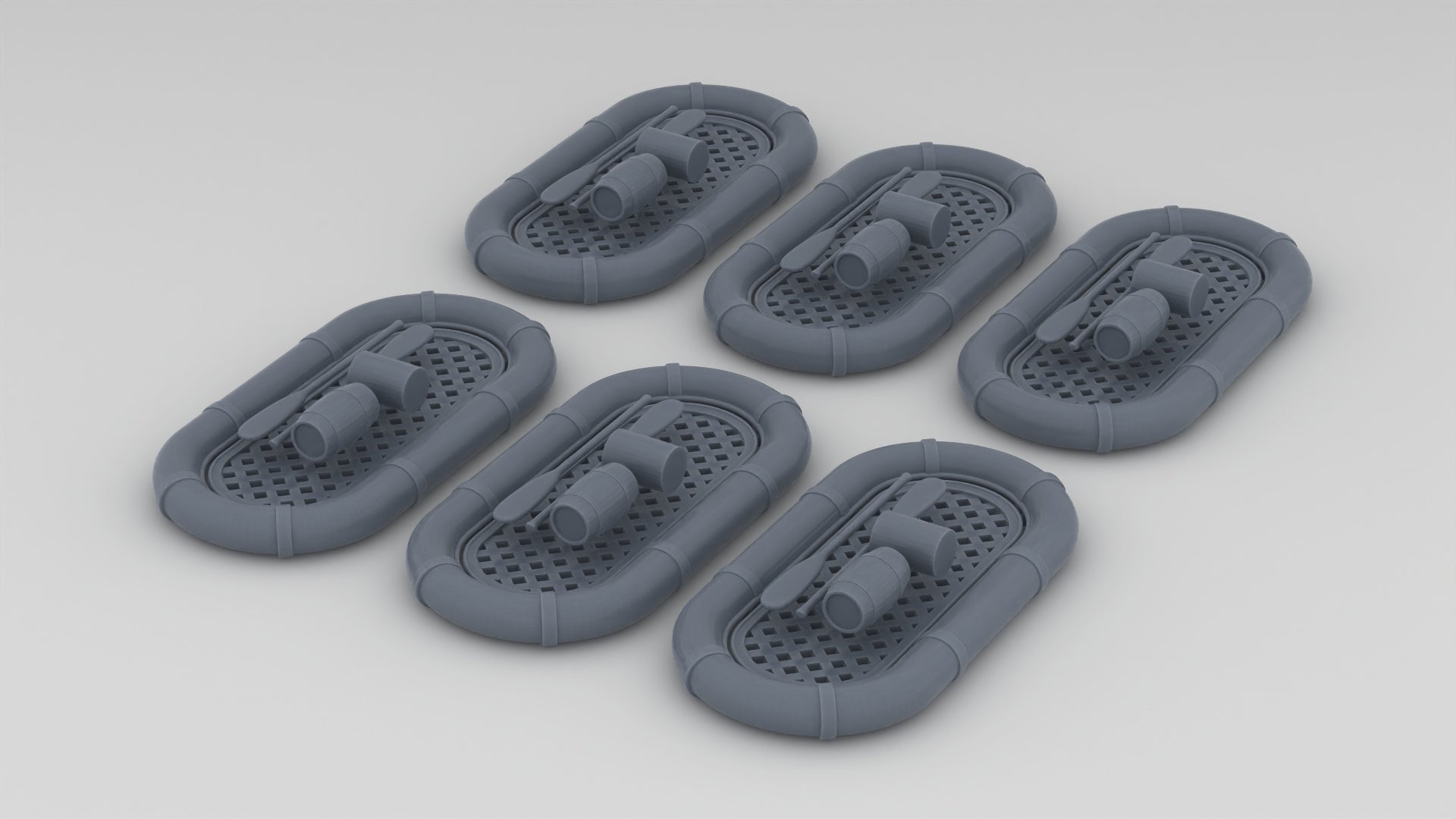 1/192 USN Life Raft Oval 25 Man w/. Aid Kit (6pcs) Resin3Dinteractive