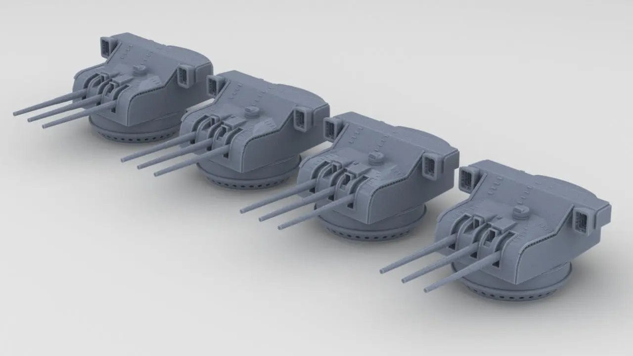 1/1250 IJN 15.5cm/60 3rd Year Type Naval Gun Set (4pcs) - distefan 3d print