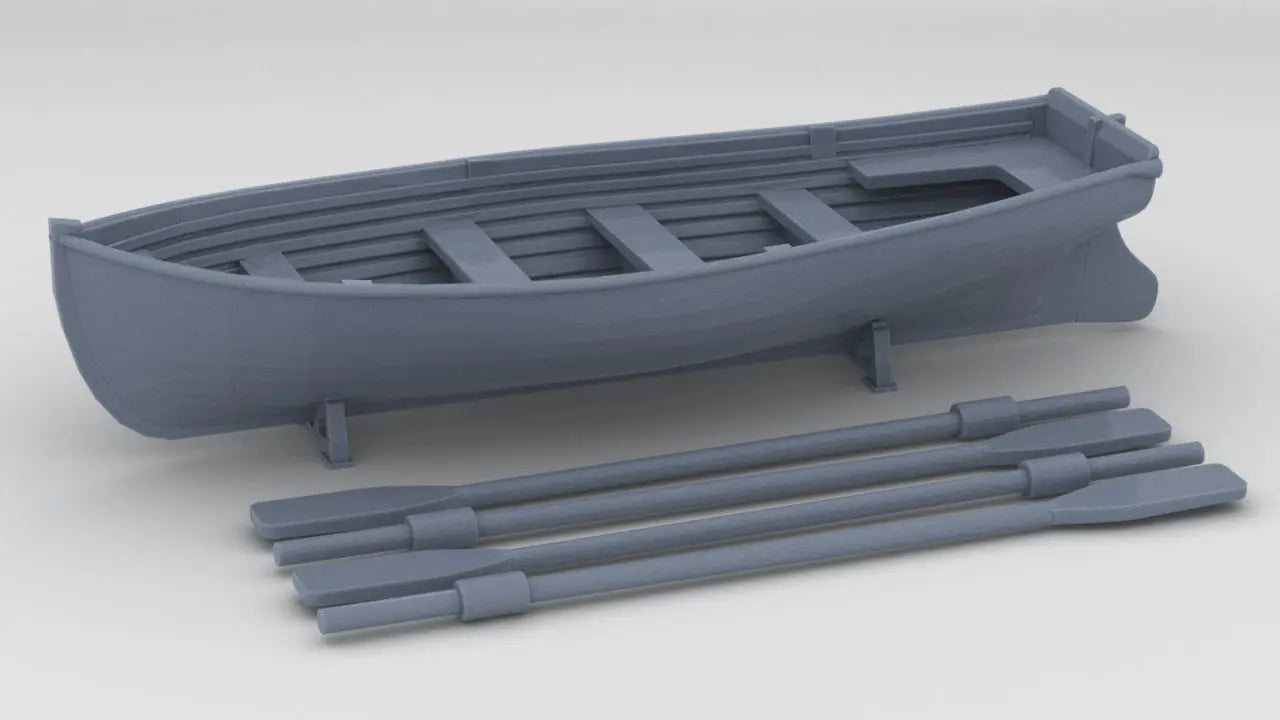 1/128 DKM 6m Long Boat w/ Paddles Set Resin3Dinteractive
