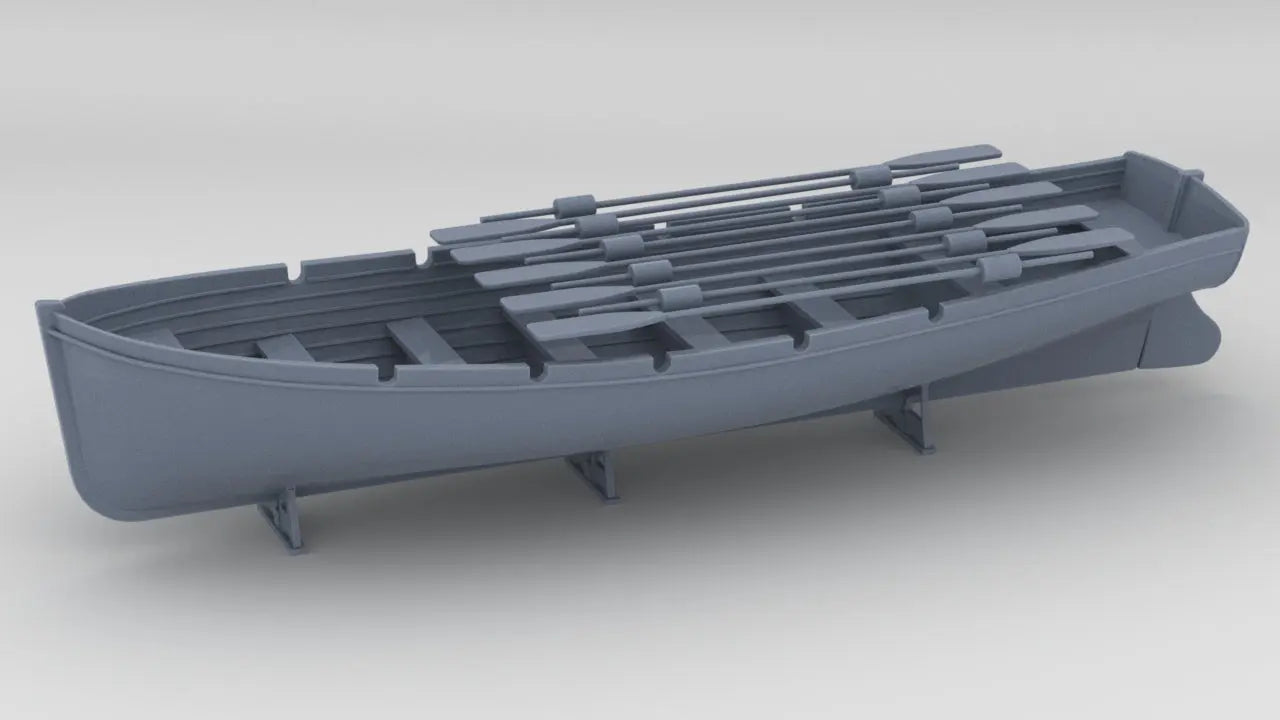1/128 DKM 8m Long Boat w/ Paddles Set Resin3Dinteractive