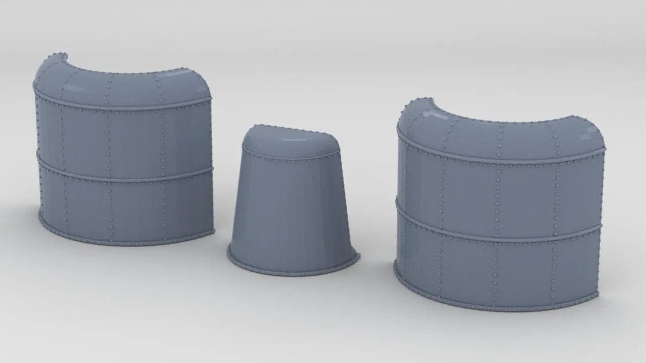 1/144 IJN Yamato Aft Anti Blast Covers Set (3pcs) - distefan 3d print