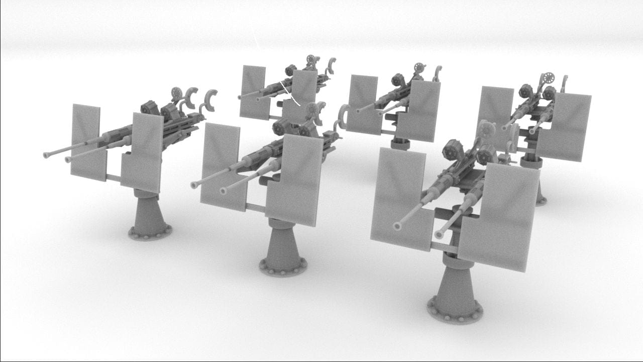 1/144 USN Twin 20mm Oerlikon Mk10 Set (6pcs) - distefan 3d print