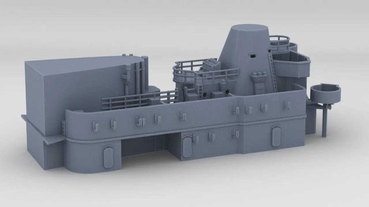 1/144 USS BB59 Funnel Tower (Below Part) - distefan 3d print