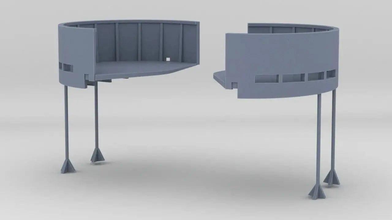 1/144 USS Fletcher 20mm Tubs (Round Bridge) Set (2pcs) - distefan 3d print