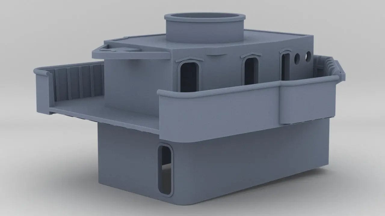 1/144 USS Fletcher Square Bridge Deck w/ Pilot House - distefan 3d print