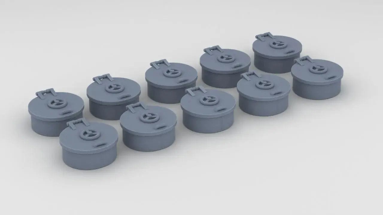 1/144 USS Kidd (DD-661) Round Hatches Type 1 Set (10pcs) - distefan 3d print