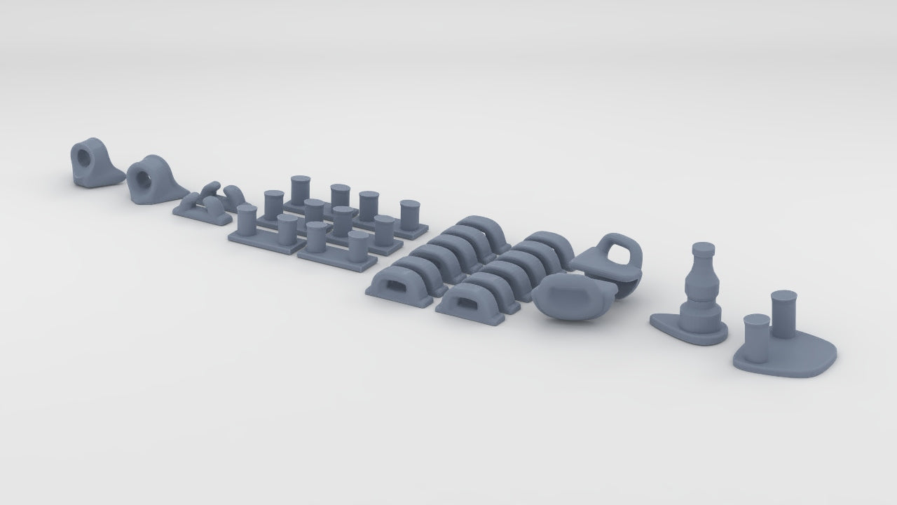 1/144 USS Ward (DD-139) Mooring & Deck Fittings (Set 26pcs) - distefan 3d print