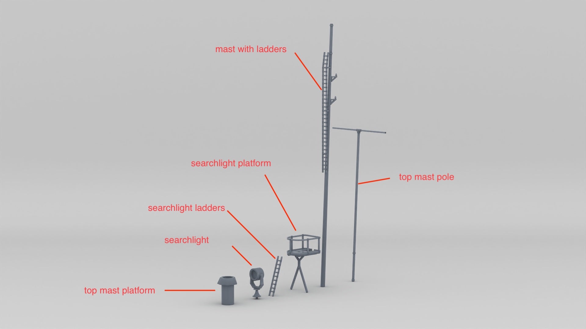 1/144 USS Ward Forward Mast Kit - distefan 3d print