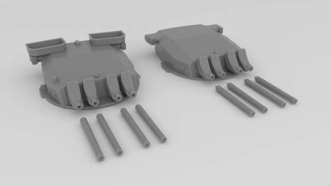 1/150 French Navy Quad 380mm/45 (14.96") Turrets Set (Richelieu 1943 w. Blast Bags) Resin3Dinteractive
