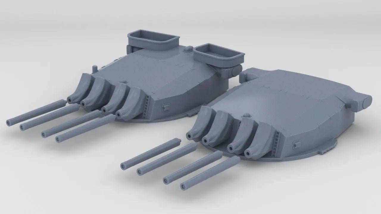 1/150 French Navy Quad 380mm/45 (14.96") Turrets Set - distefan 3d print