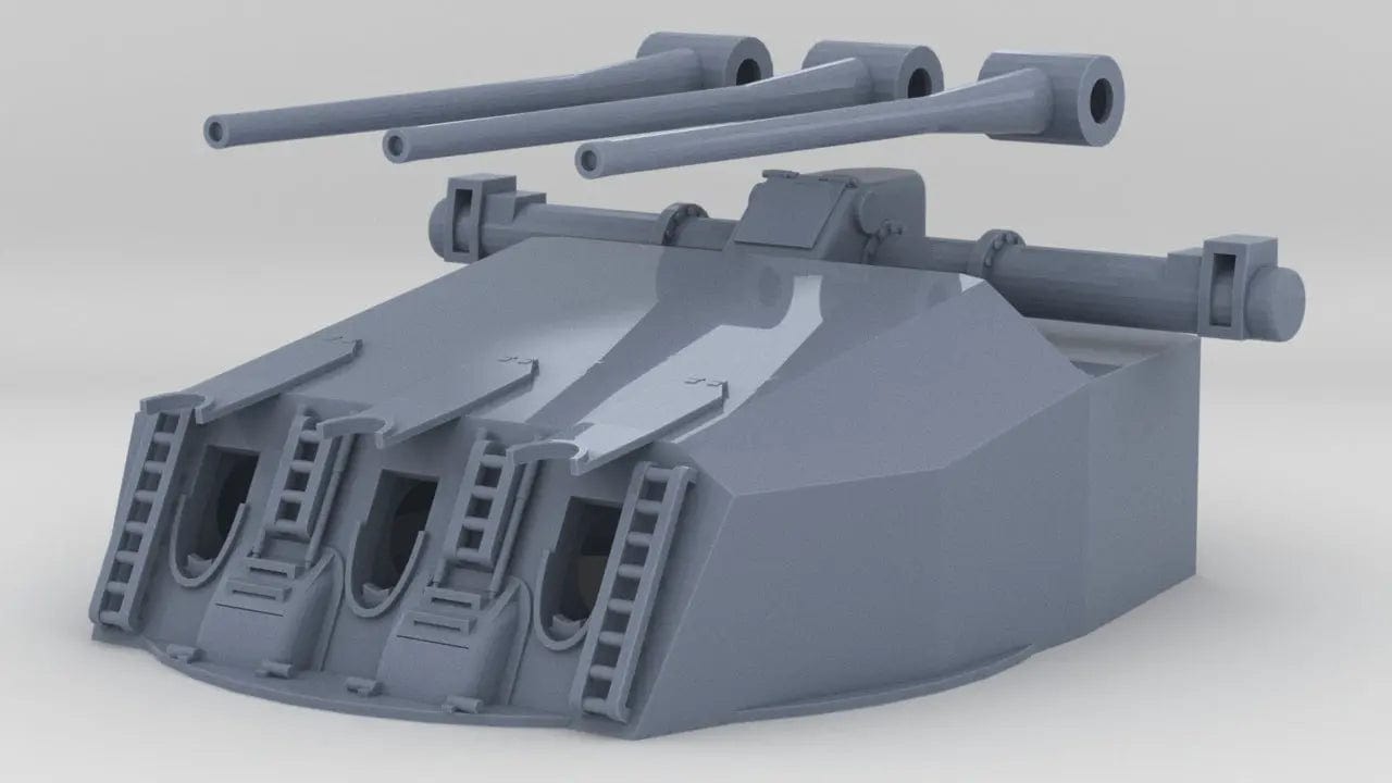 1/150 French Richelieu Aft Triple 152mm Turret B - distefan 3d print