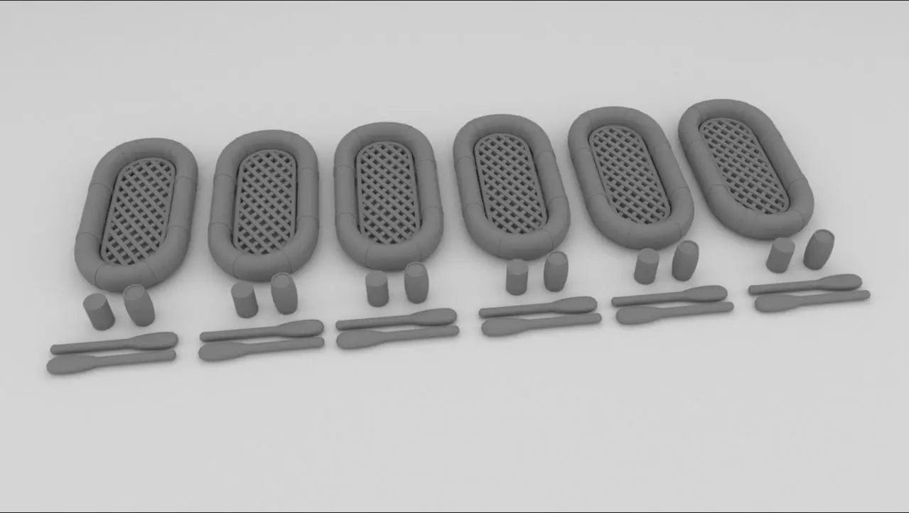 1/192 USN Life Raft Oval 25 Man w. Aid Kit 6pcs - distefan 3d print