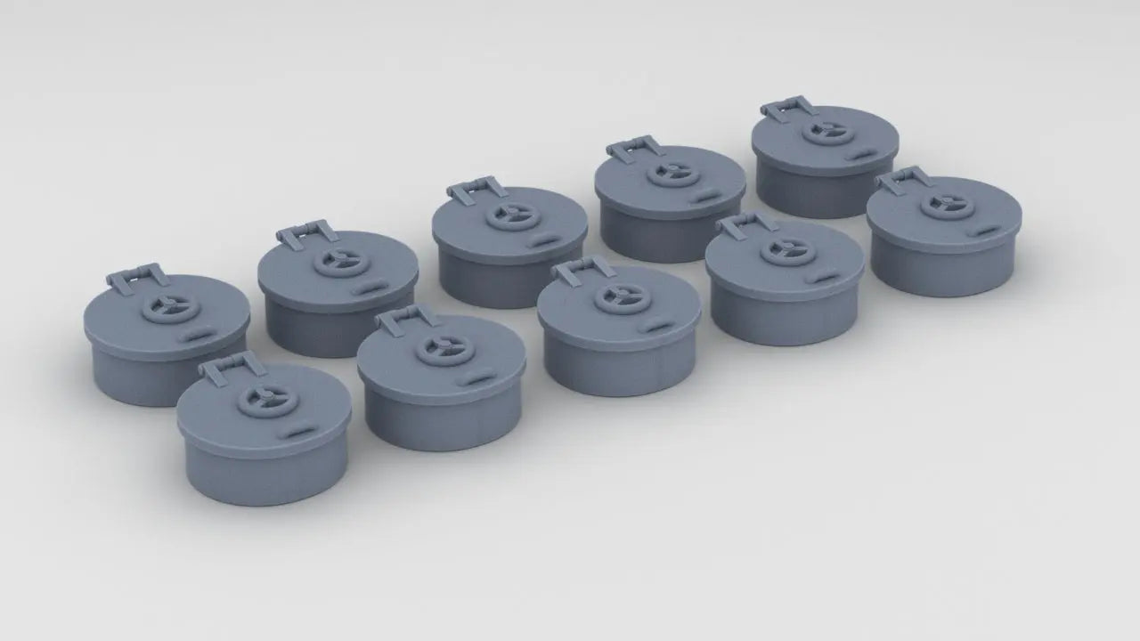 1/192 USS Kidd (DD-661) Round Hatches Type 1 Set (10pcs) - distefan 3d print