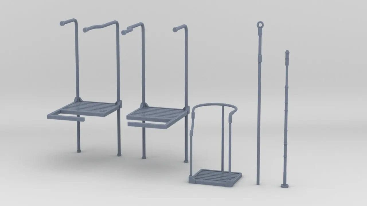 1/20 DKM Schnellboot Bridge Railings Set (5pcs) - distefan 3d print