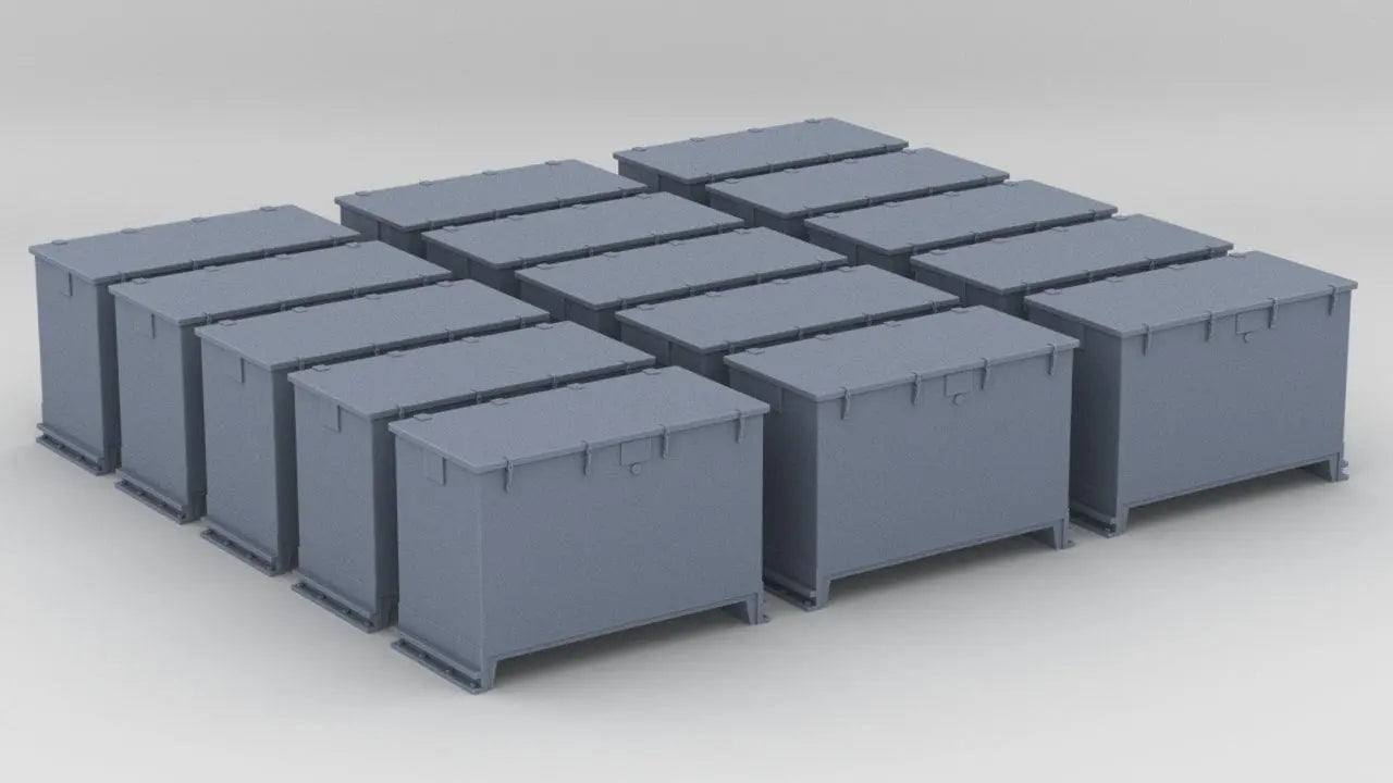 1/200 DKM 8.8cm & 10.5cm Ammo Locker Set (15pcs) - distefan 3d print