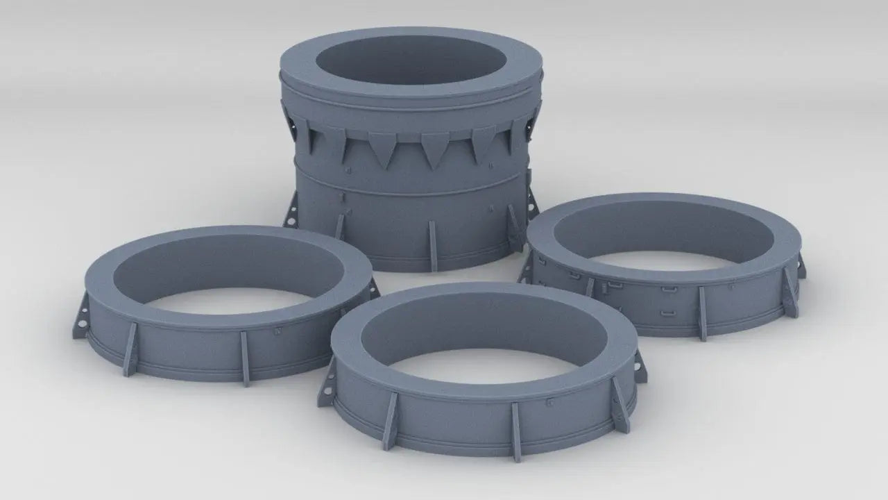 1/200 IJN 20cm/50 3rd Year Type Barbette Set (5pcs) - distefan 3d print