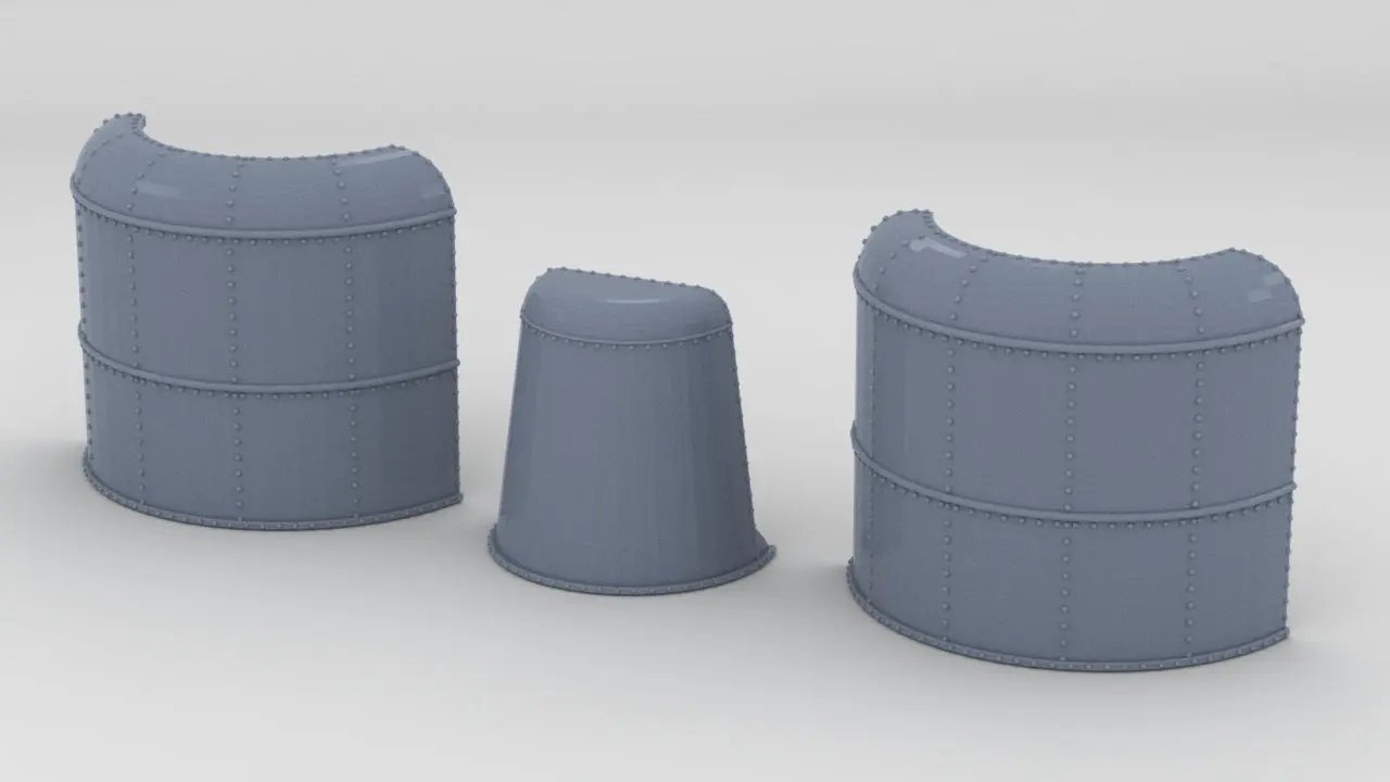 1/200 IJN Yamato Aft Anti Blast Covers Set (3pcs) - distefan 3d print