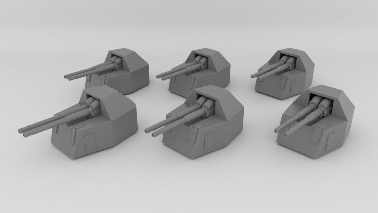 1/200 DKM H-39 10.5cm L/65 C/33 Flak Turrets Set 6pcs - distefan 3d print