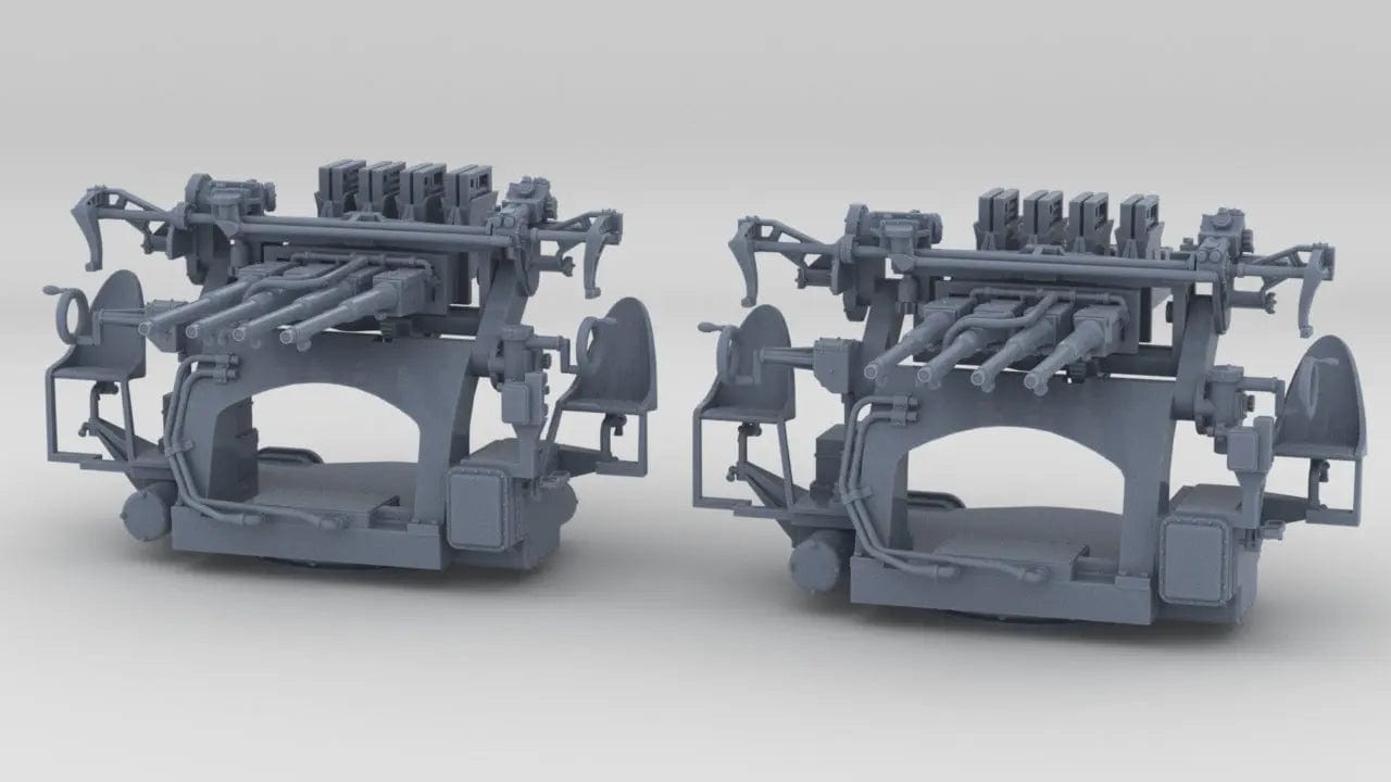 1/200 USN 1.1-inch 75 (28 mm) Quad Mount Gun Set (2pcs) - distefan 3d print