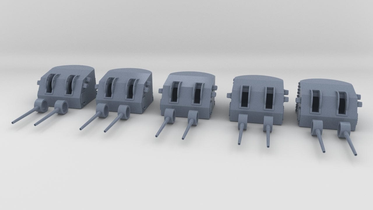 1/200 USN 5"/38 Cal. Mk.12 Twin Mount Set (5pcs) - distefan 3d print