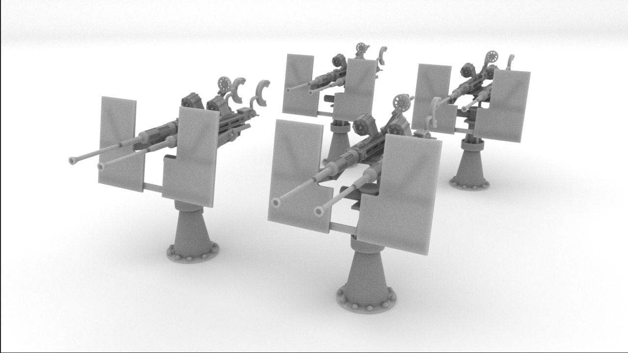 1/200 USN Twin 20mm Oerlikon Mk10 Set (4pcs) - distefan 3d print