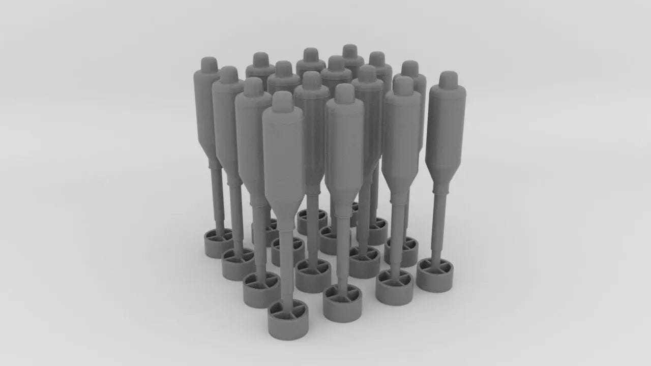 1/24 USN Hedgehog Thrower Rockets Set 16pcs - distefan 3d print