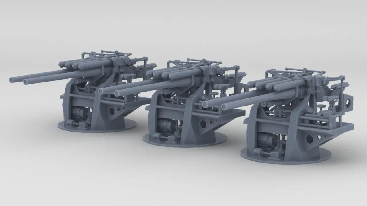 1/250 IJN 12.7 cm/40 Type 89 Twin Gun Set (3pcs) - distefan 3d print
