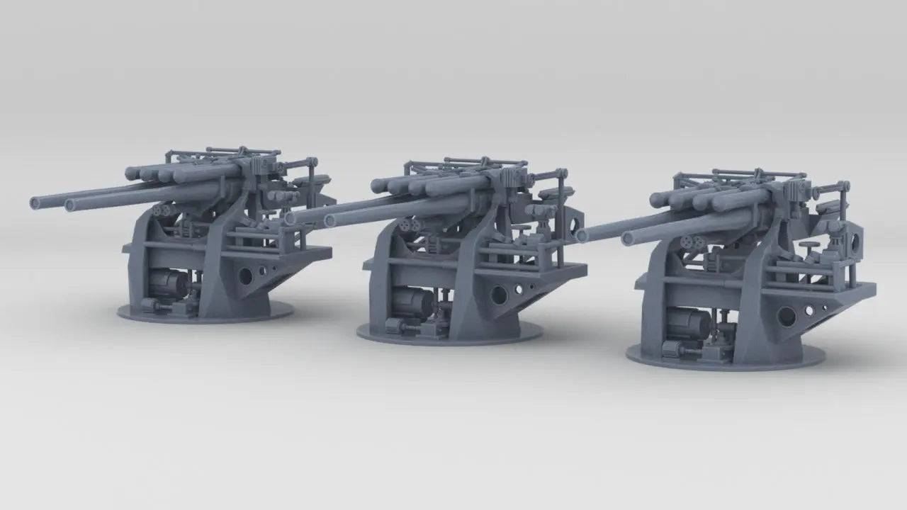 1/250 IJN Type 89 12.7 cm/40 (5") Twin Gun (w/o Shield) Set (3pcs) Resin3Dinteractive