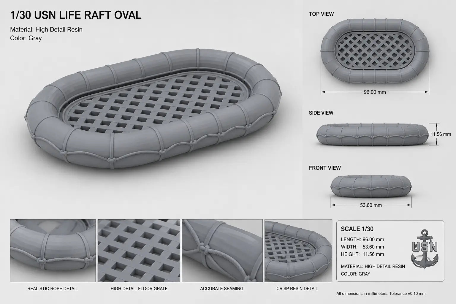 1/30 USN Life Raft Oval - distefan 3d print
