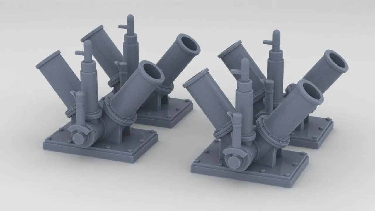 1/306 IJN "Y" Depth Charge Launchers (Unloaded) Set (4pcs) - distefan 3d print