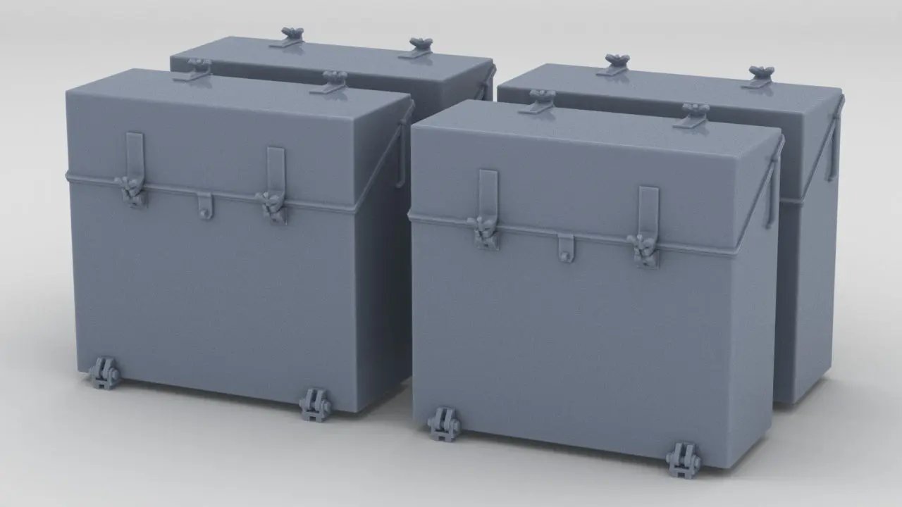 1/35 IJN Storage Box 25mm Triple Set (4pcs) - distefan 3d print