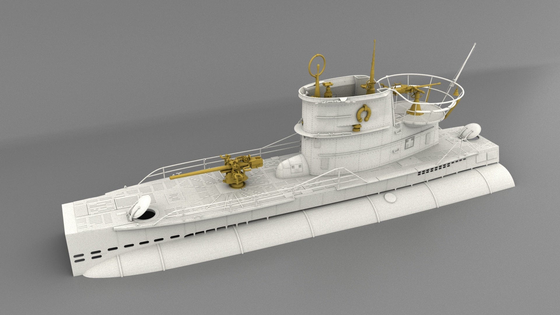 1/35 U-Boat Waterline Section (3D Printed) - WWII U-Boat Model Parts
