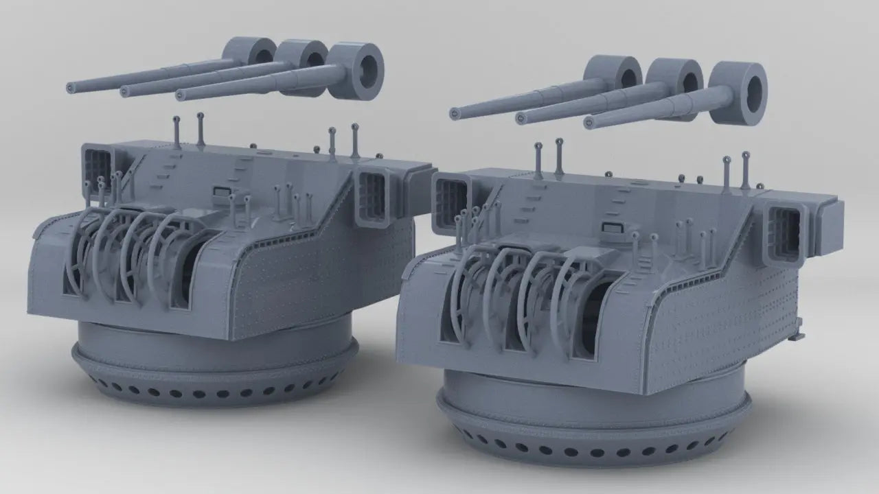 1/350 IJN 15.5cm/60 3rd Year Type Naval Gun Set (2pcs) - distefan 3d print