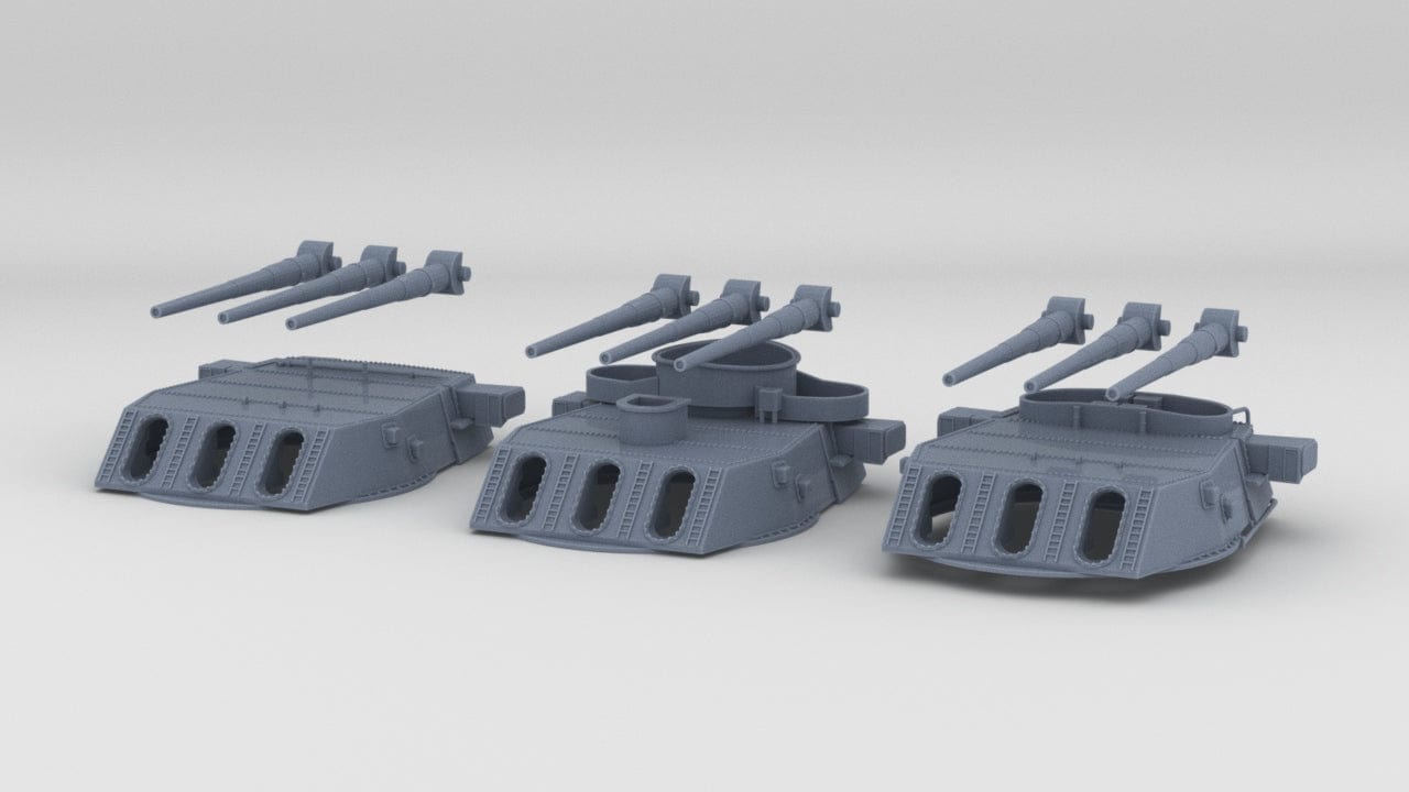1/350 USN 16in/45 (40,6 cm) Mark 6 Turrets Set (3pcs) - distefan 3d print