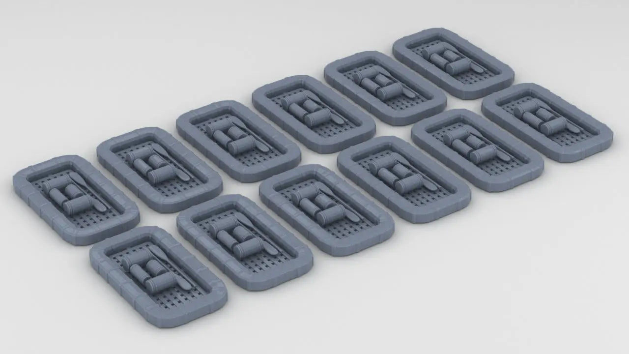 1/350 USN Carly Float Square w/ Aid Kit & Oars Set (10pcs) Resin3Dinteractive