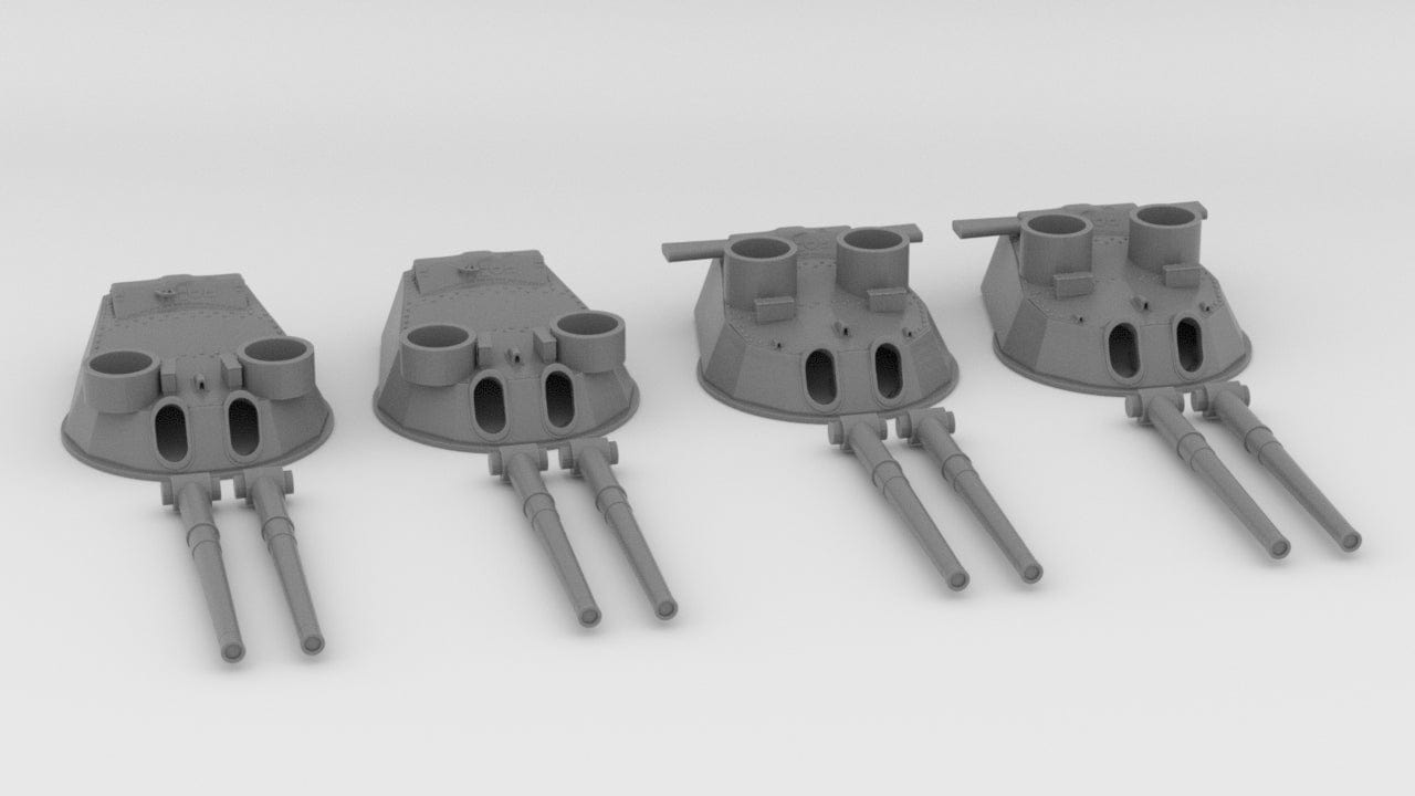 1/350 HMS Warspite 15" (381mm) Turret Set 4pcs - distefan 3d print